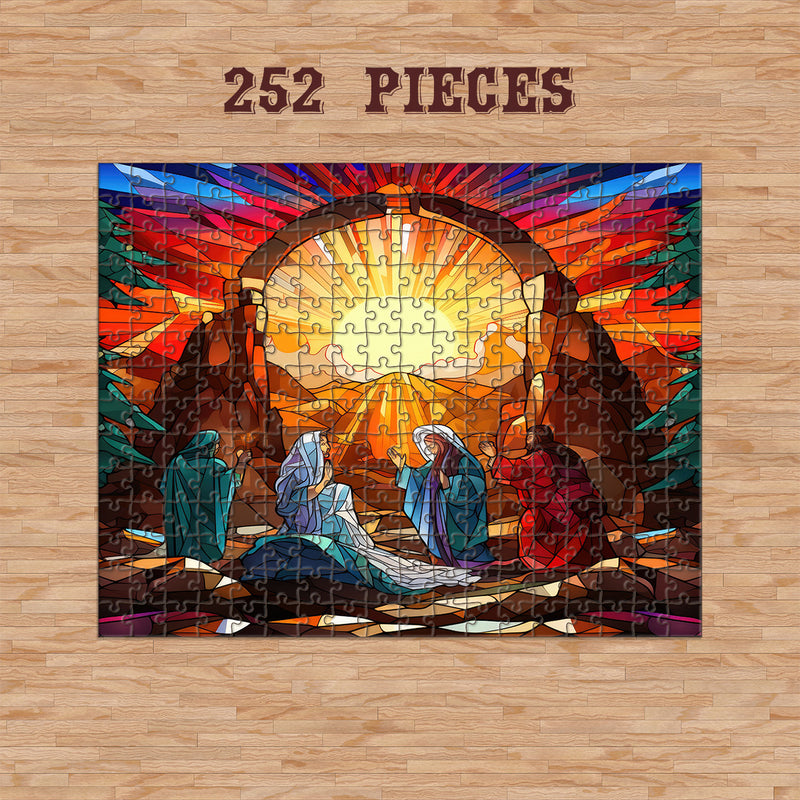 Rectangle Puzzles for All Ages – High-Quality, Durable, and Fun Jigsaw with Precision Laser-Cut Pieces | Stained Glass Art - Christmas Nativity Scene