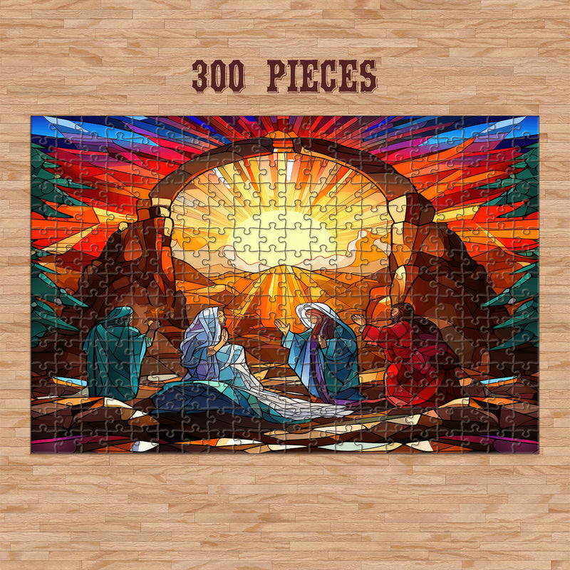 Rectangle Puzzles for All Ages – High-Quality, Durable, and Fun Jigsaw with Precision Laser-Cut Pieces | Stained Glass Art - Christmas Nativity Scene