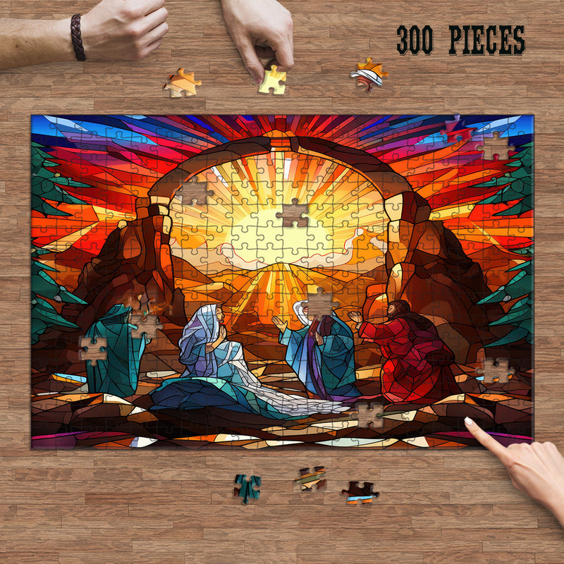 Rectangle Puzzles for All Ages – High-Quality, Durable, and Fun Jigsaw with Precision Laser-Cut Pieces | Stained Glass Art - Christmas Nativity Scene