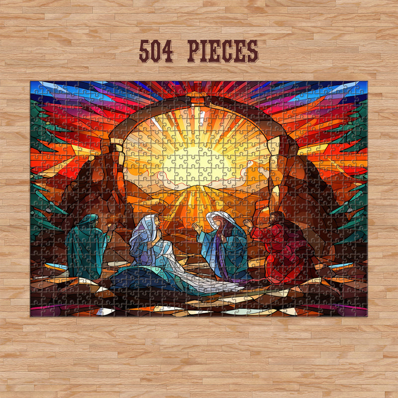 Rectangle Puzzles for All Ages – High-Quality, Durable, and Fun Jigsaw with Precision Laser-Cut Pieces | Stained Glass Art - Christmas Nativity Scene