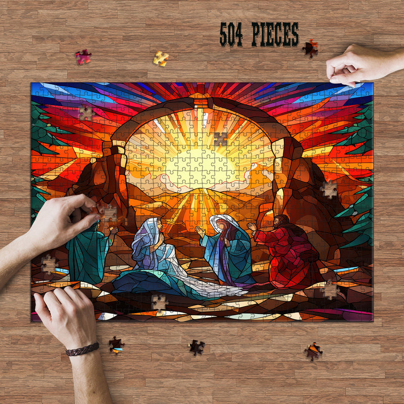 Rectangle Puzzles for All Ages – High-Quality, Durable, and Fun Jigsaw with Precision Laser-Cut Pieces | Stained Glass Art - Christmas Nativity Scene