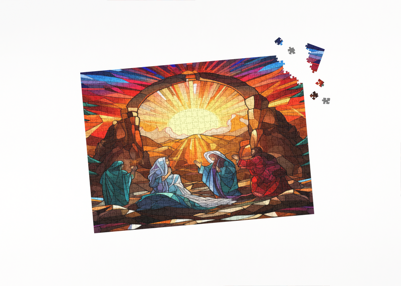 Rectangle Puzzles for All Ages – High-Quality, Durable, and Fun Jigsaw with Precision Laser-Cut Pieces | Stained Glass Art - Christmas Nativity Scene