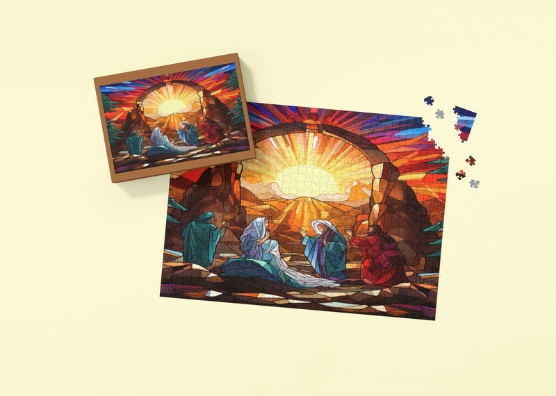 Rectangle Puzzles for All Ages – High-Quality, Durable, and Fun Jigsaw with Precision Laser-Cut Pieces | Stained Glass Art - Christmas Nativity Scene