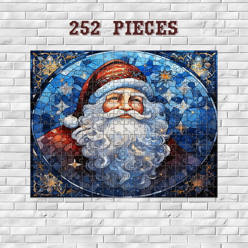 Rectangle Puzzles for All Ages – High-Quality, Durable, and Fun Jigsaw with Precision Laser-Cut Pieces | Stained Glass Art - Christmas Santa Clause