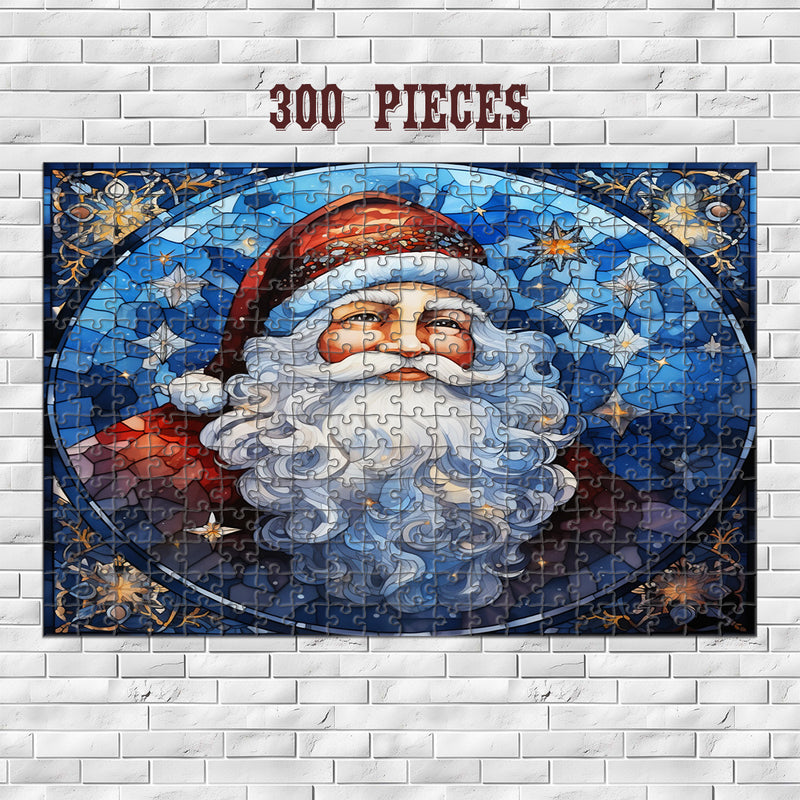 Rectangle Puzzles for All Ages – High-Quality, Durable, and Fun Jigsaw with Precision Laser-Cut Pieces | Stained Glass Art - Christmas Santa Clause