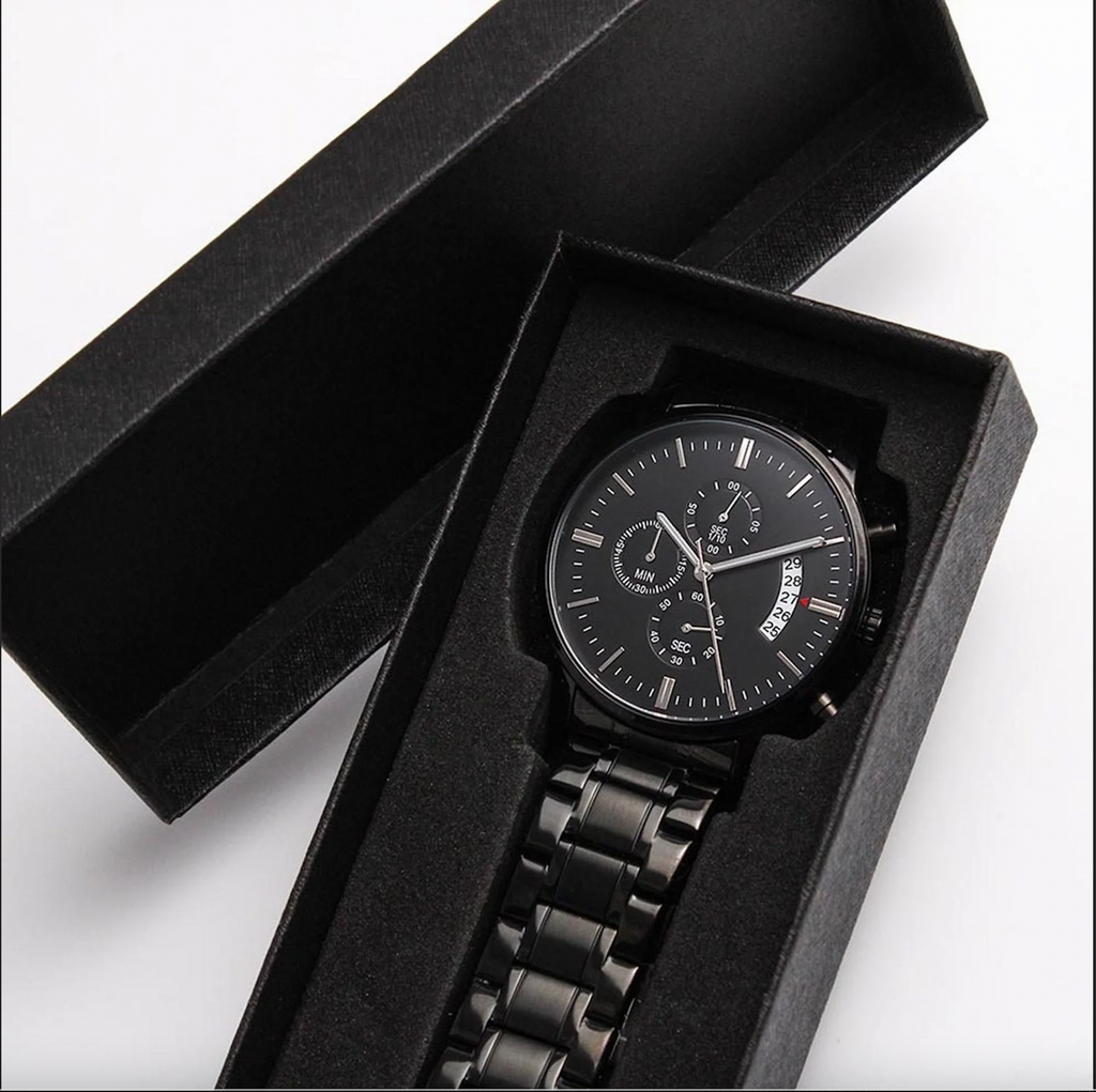 Engraved Chronograph Watch - Personalize with your custom message | Sentimental Keepsake Gift for the Guy who has everything