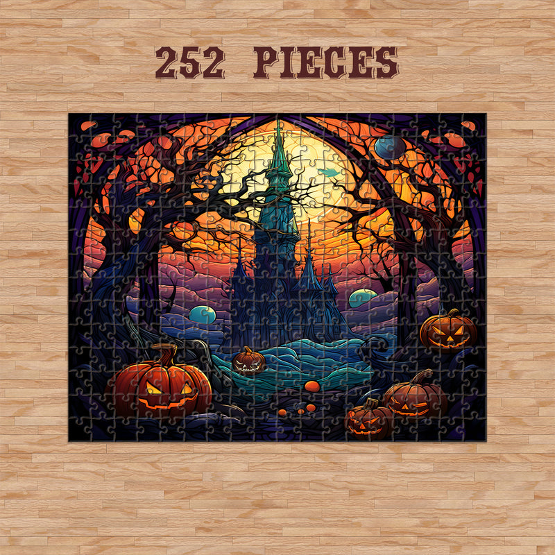 Rectangle Puzzles for All Ages – High-Quality, Durable, and Fun Jigsaw with Precision Laser-Cut Pieces | Stained Glass Art - Creepy Castle