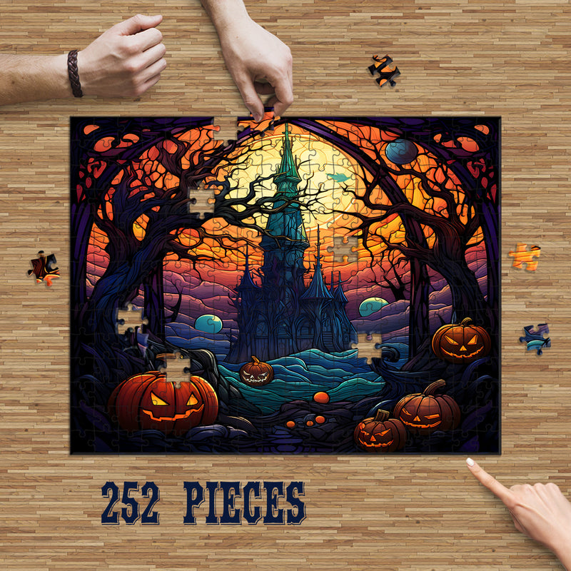 Rectangle Puzzles for All Ages – High-Quality, Durable, and Fun Jigsaw with Precision Laser-Cut Pieces | Stained Glass Art - Creepy Castle