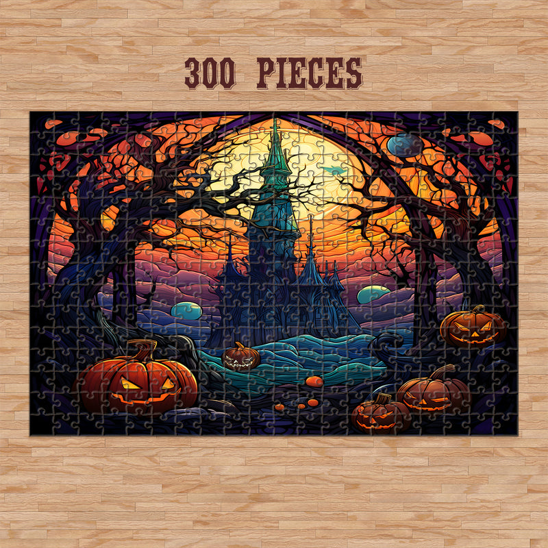 Rectangle Puzzles for All Ages – High-Quality, Durable, and Fun Jigsaw with Precision Laser-Cut Pieces | Stained Glass Art - Creepy Castle