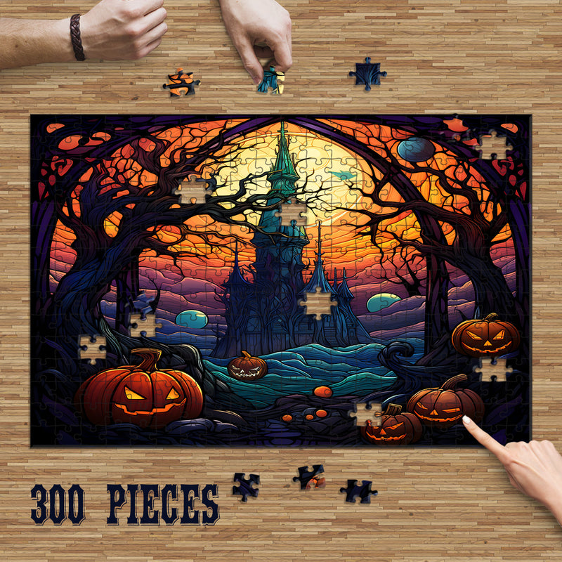 Rectangle Puzzles for All Ages – High-Quality, Durable, and Fun Jigsaw with Precision Laser-Cut Pieces | Stained Glass Art - Creepy Castle