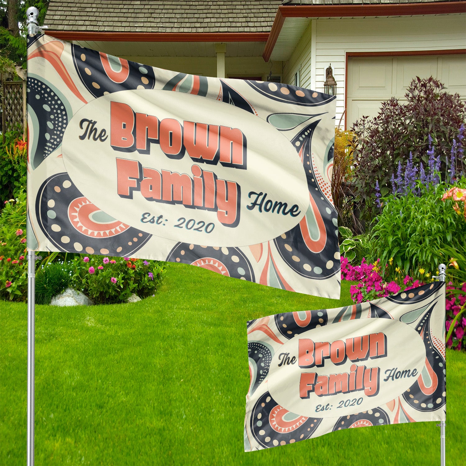 Custom HOUSE FLAGS | Welcome Garden Flag | Personalized Name | Double-Sided, UV Resistant Polyester | Pretty Paisley