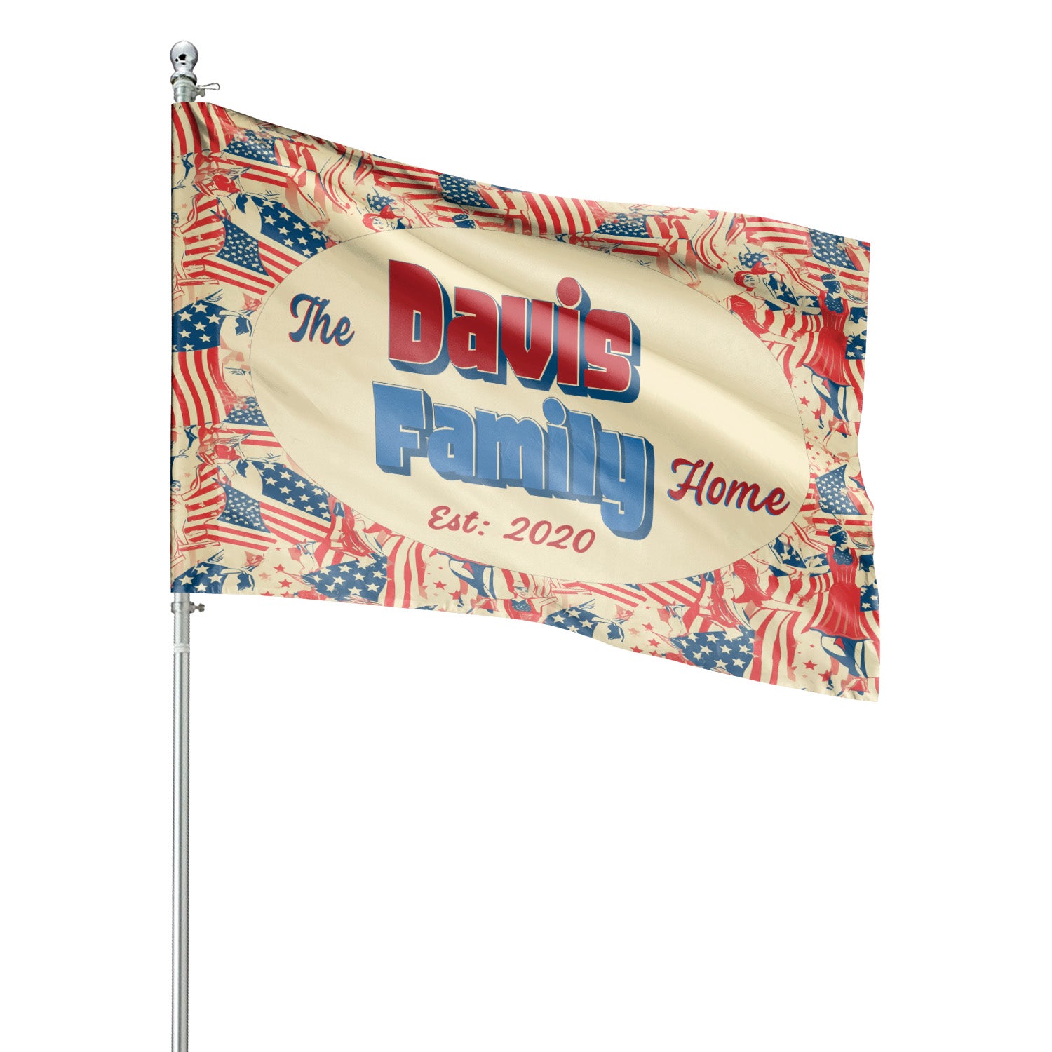 Custom HOUSE FLAGS | Welcome Garden Flag | Personalized Name | Double-Sided, UV Resistant Polyester | Vintage US Flag