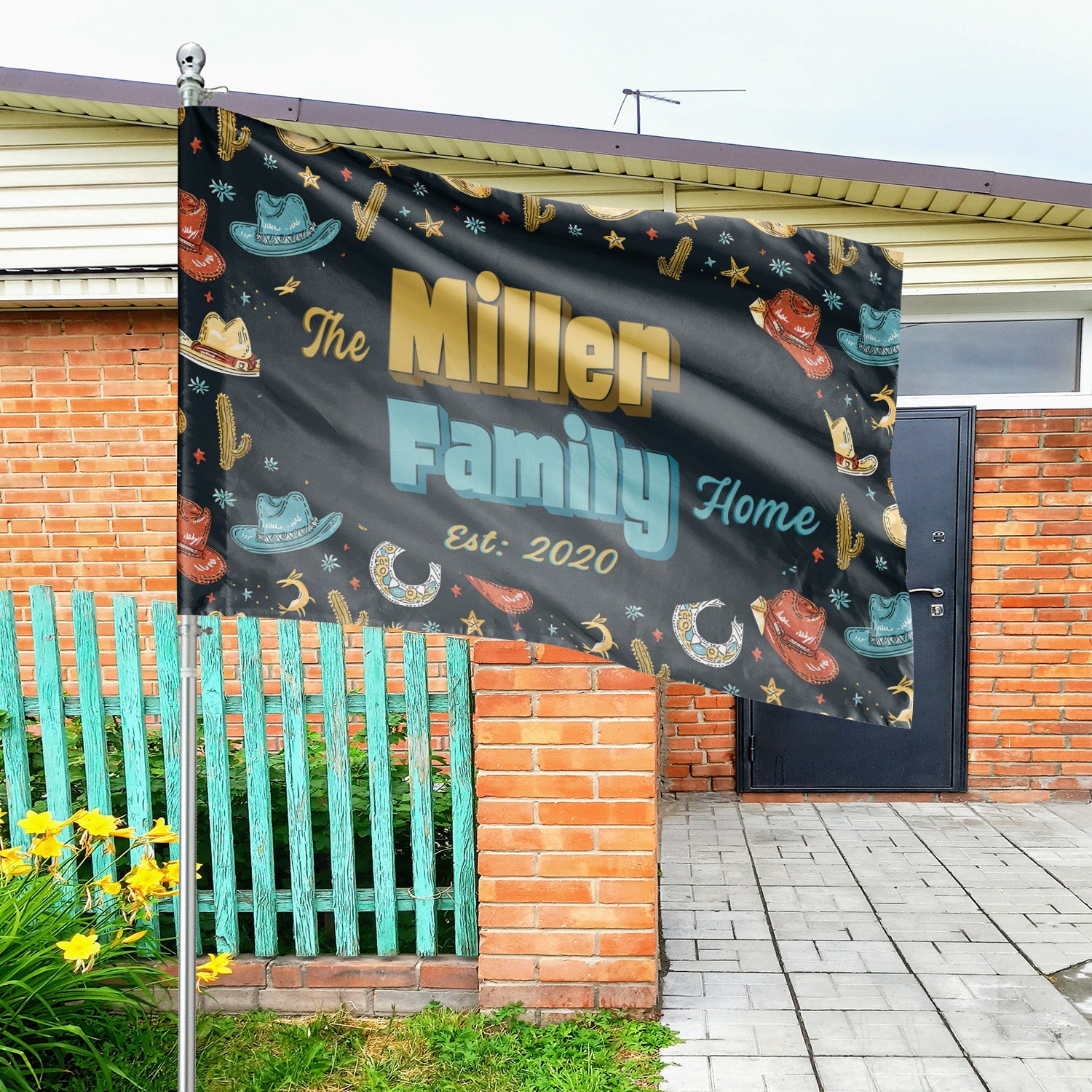 Custom GARDEN Flags | Welcome House Flag | Personalized Name | Double-Sided, UV Resistant Polyester | South Western Cowboy