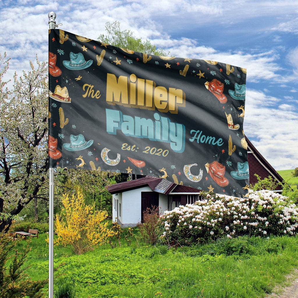 Custom GARDEN Flags | Welcome House Flag | Personalized Name | Double-Sided, UV Resistant Polyester | South Western Cowboy