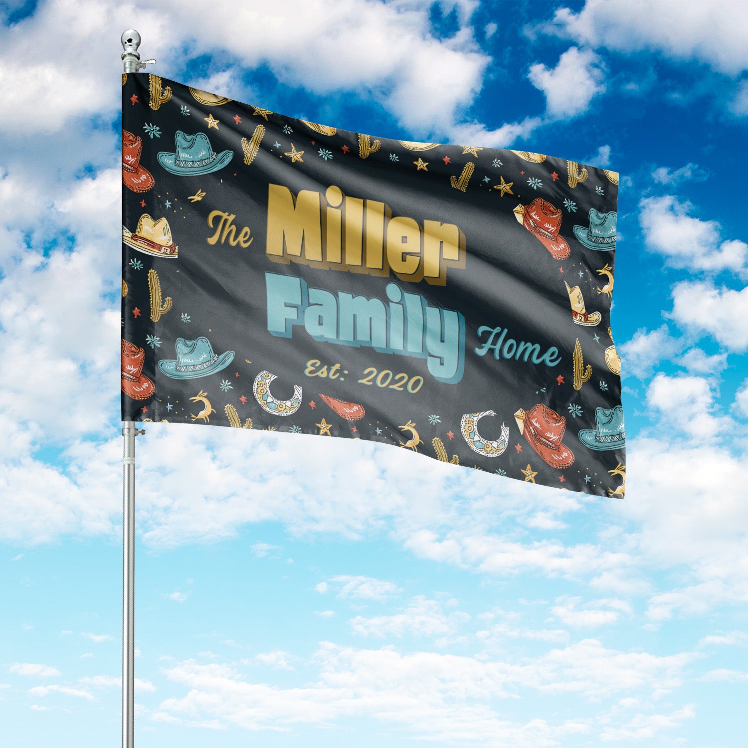 Custom HOUSE FLAGS | Welcome Garden Flag | Personalized Name | Double-Sided, UV Resistant Polyester | South Western Cowboy