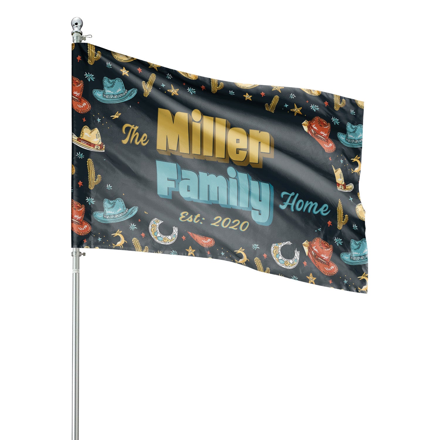 Custom HOUSE FLAGS | Welcome Garden Flag | Personalized Name | Double-Sided, UV Resistant Polyester | South Western Cowboy