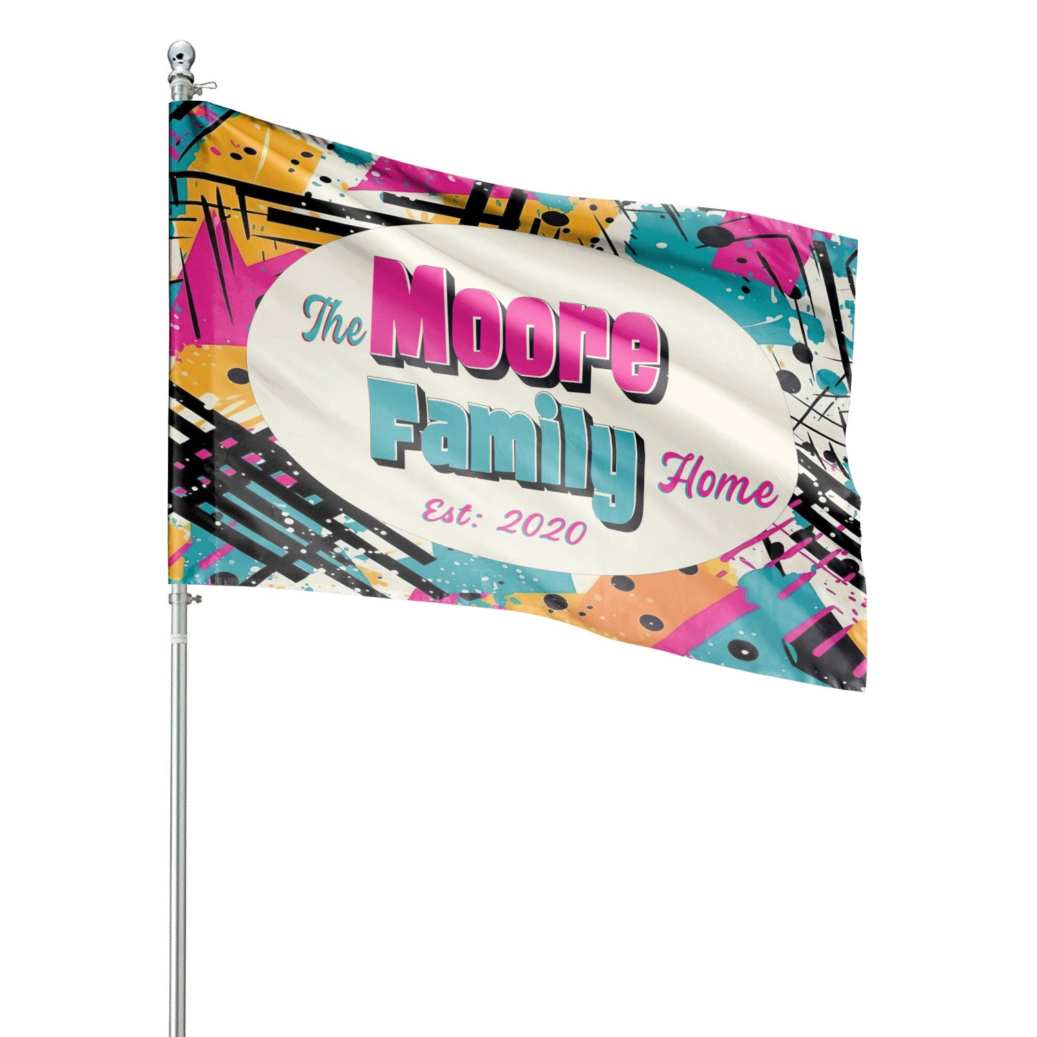 Custom HOUSE FLAGS | Welcome Garden Flag | Personalized Name | Double-Sided, UV Resistant Polyester | Abstract Splatter