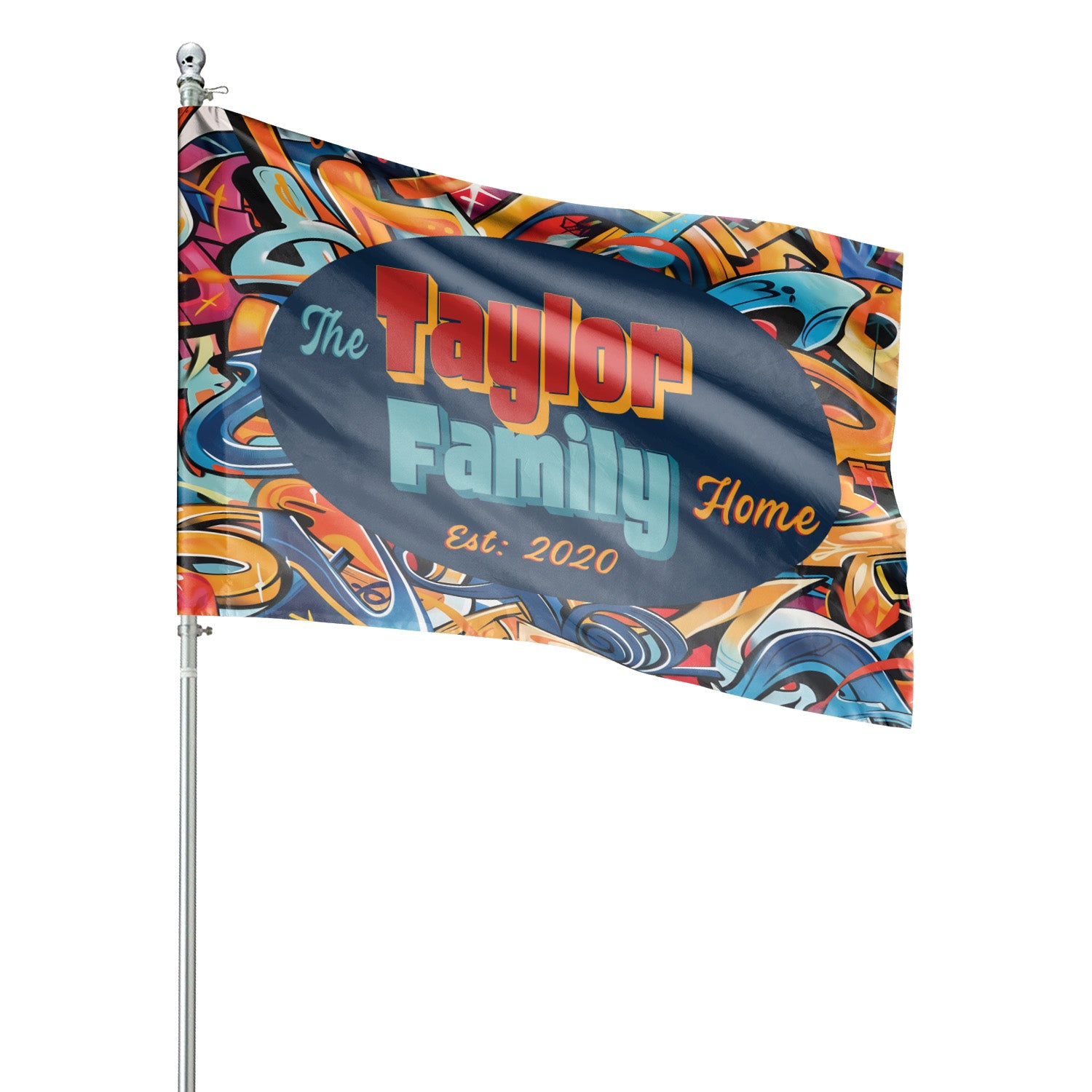 Custom HOUSE FLAGS | Welcome Garden Flag | Personalized Name | Double-Sided, UV Resistant Polyester | Abstract Graffiti