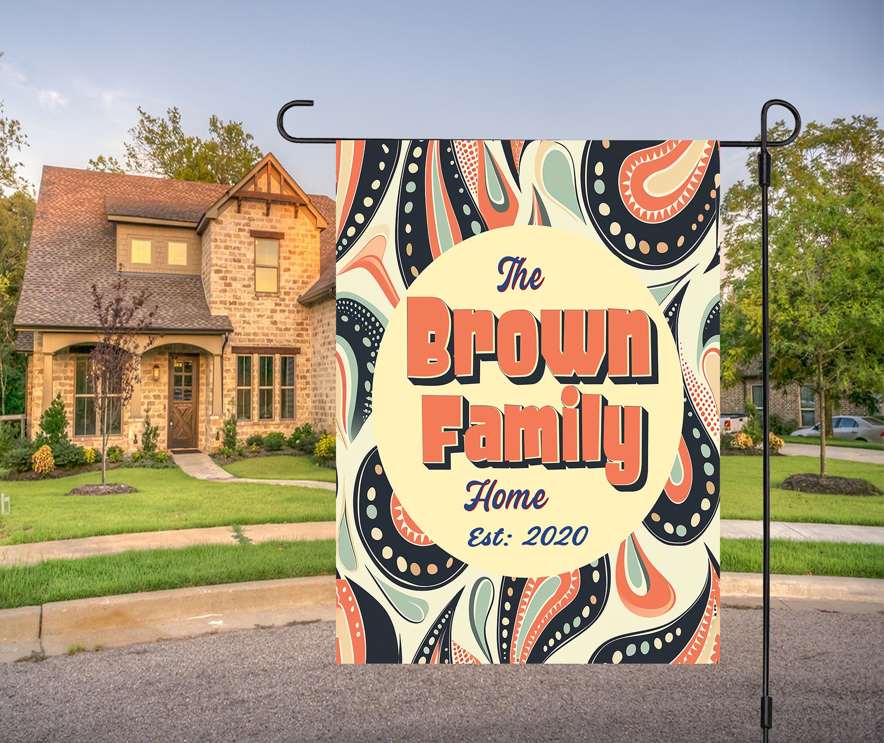 Custom GARDEN FLAGS | Welcome House Flag | Personalized Name | Double-Sided, UV Resistant Polyester | Pretty Paisley