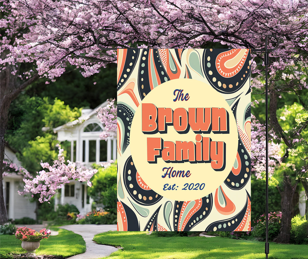 Custom HOUSE FLAGS | Welcome Garden Flag | Personalized Name | Double-Sided, UV Resistant Polyester | Pretty Paisley