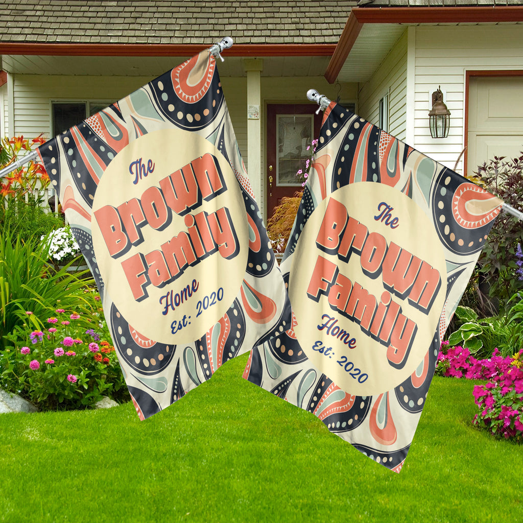 Custom GARDEN FLAGS | Welcome House Flag | Personalized Name | Double-Sided, UV Resistant Polyester | Pretty Paisley