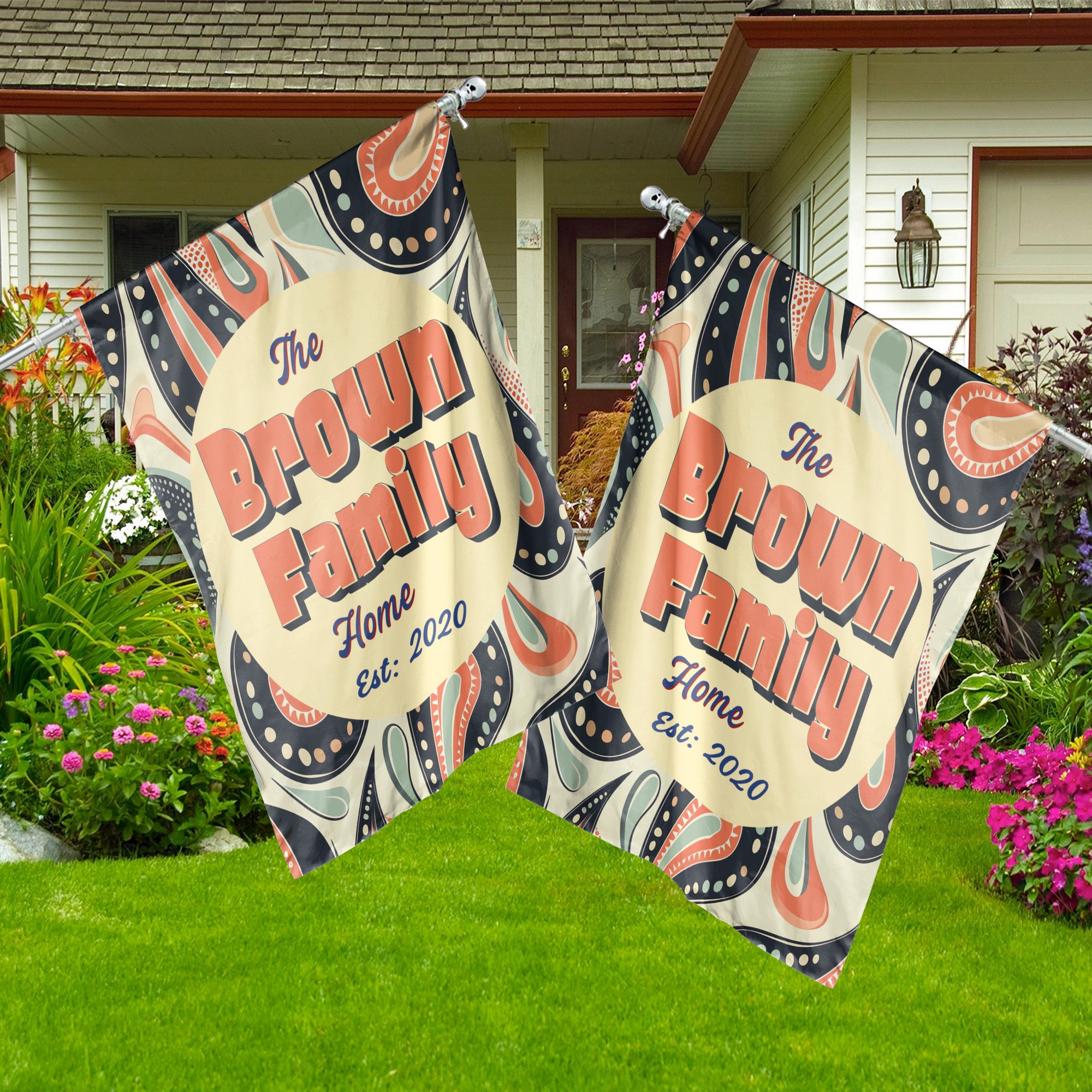 Custom GARDEN FLAGS | Welcome House Flag | Personalized Name | Double-Sided, UV Resistant Polyester | Pretty Paisley