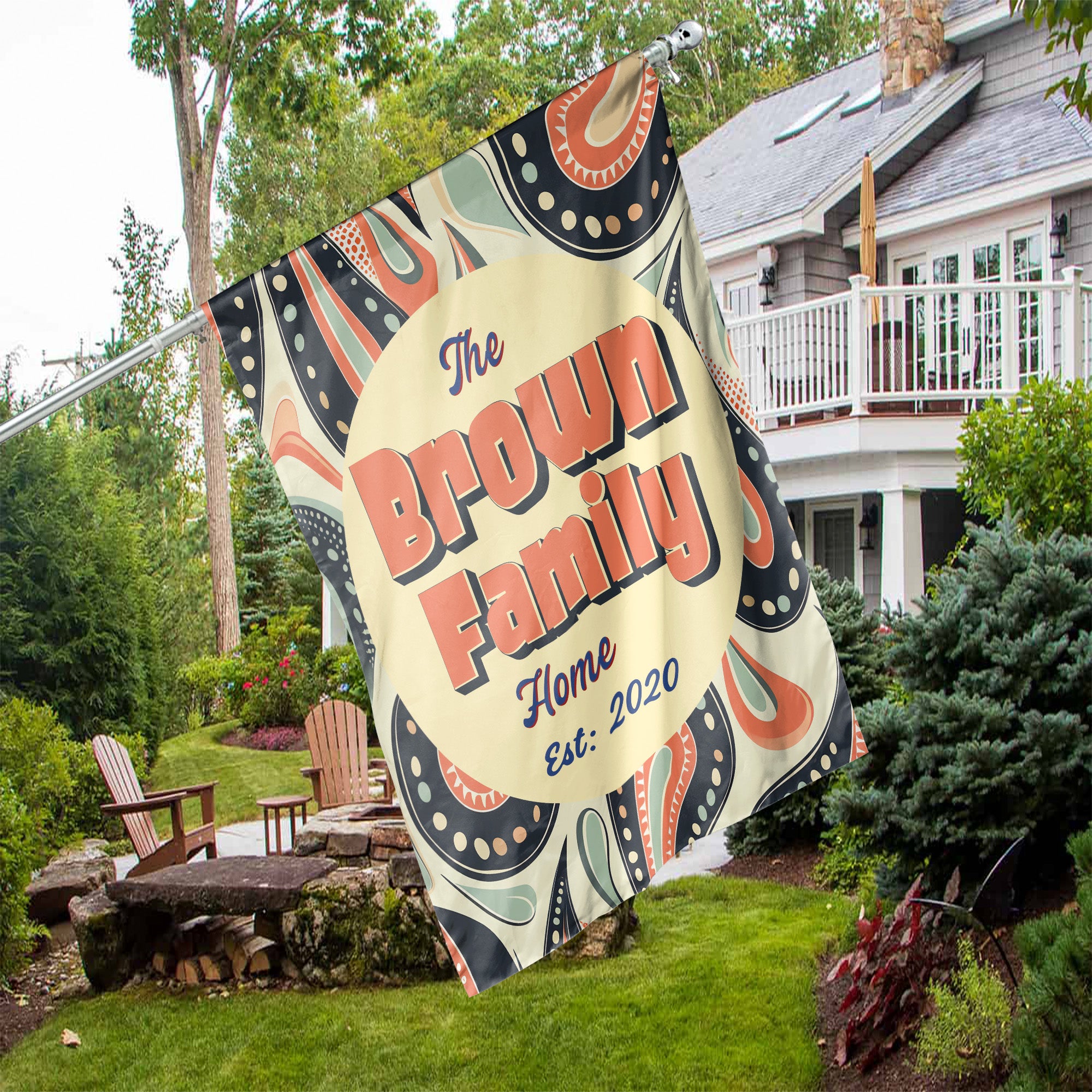 Custom GARDEN FLAGS | Welcome House Flag | Personalized Name | Double-Sided, UV Resistant Polyester | Pretty Paisley