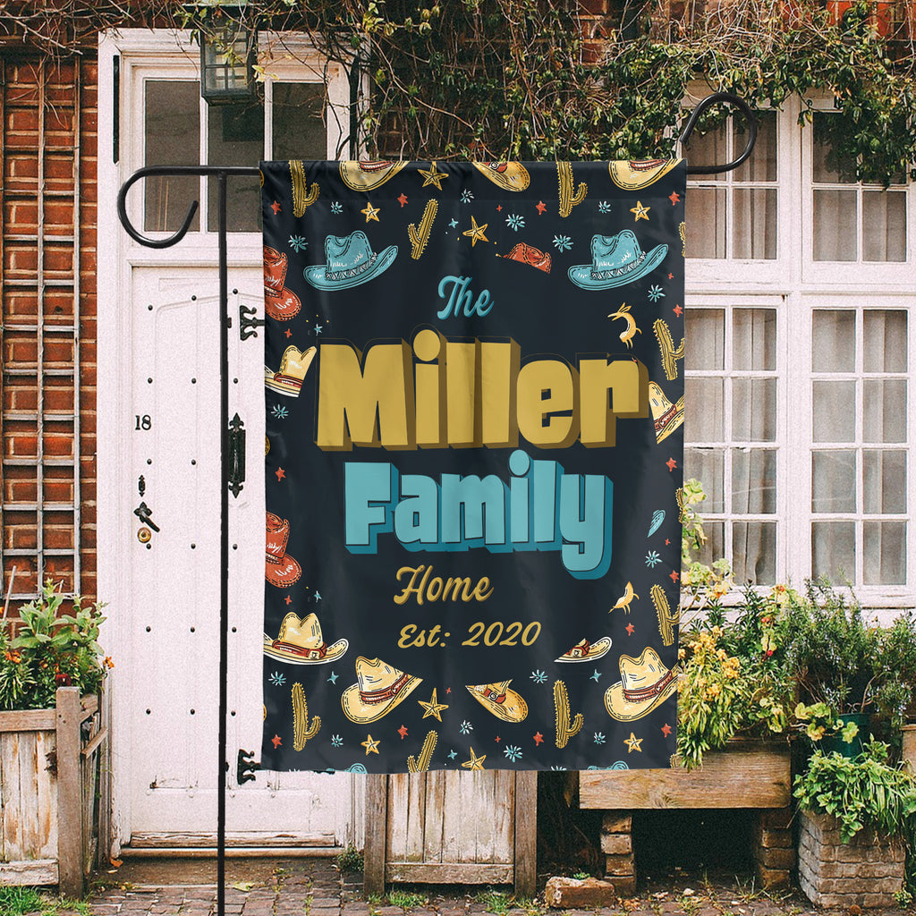 Custom GARDEN Flags | Welcome House Flag | Personalized Name | Double-Sided, UV Resistant Polyester | South Western Cowboy