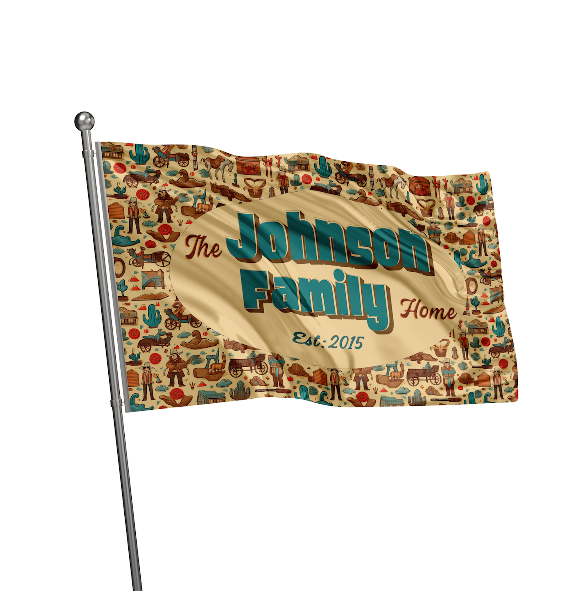 Custom GARDEN FLAGS | Welcome House Flag | Personalized Name | Double-Sided, UV Resistant Polyester | Wild West Village