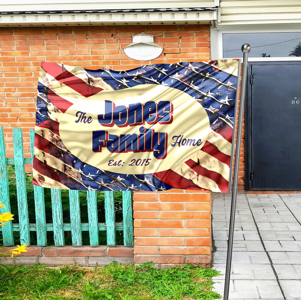Custom HOUSE FLAGS | Welcome Garden Flag | Personalized Name | Double-Sided, UV Resistant Polyester | Stars and Stripes
