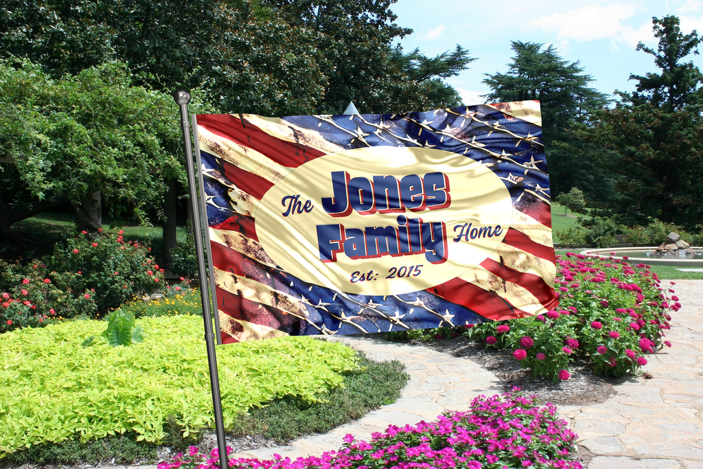 Custom HOUSE FLAGS | Welcome Garden Flag | Personalized Name | Double-Sided, UV Resistant Polyester | Stars and Stripes