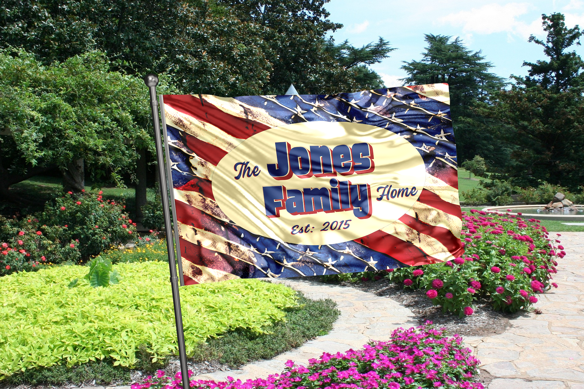 Custom HOUSE FLAGS | Welcome Garden Flag | Personalized Name | Double-Sided, UV Resistant Polyester | Stars and Stripes