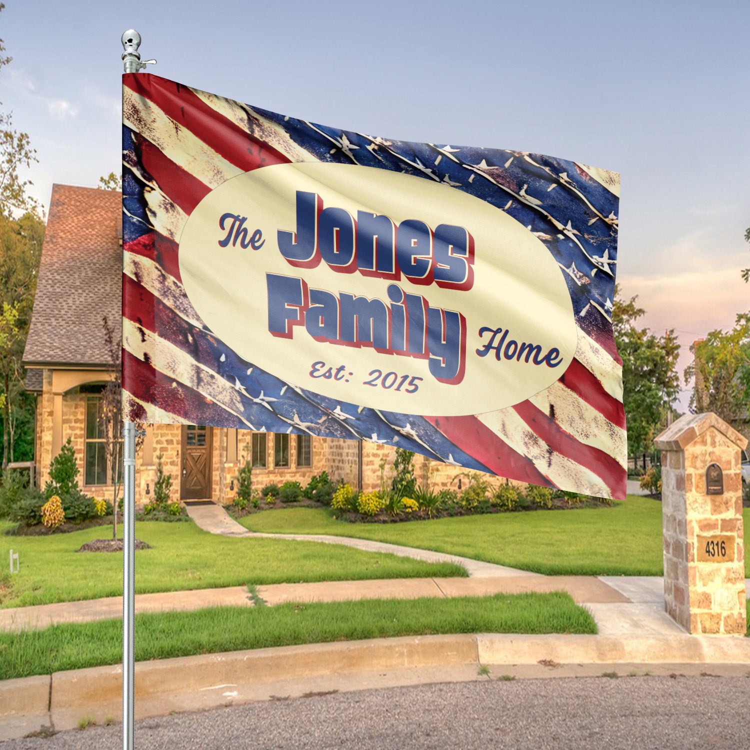 Custom HOUSE FLAGS | Welcome Garden Flag | Personalized Name | Double-Sided, UV Resistant Polyester | Stars and Stripes