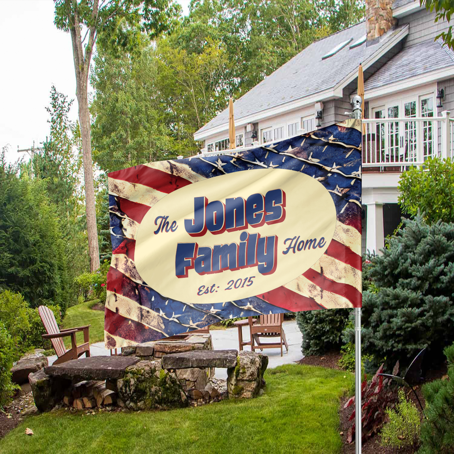 Custom GARDEN FLAGS | Welcome House Flag | Personalized Name | Double-Sided, UV Resistant Polyester | Stars and Stripes