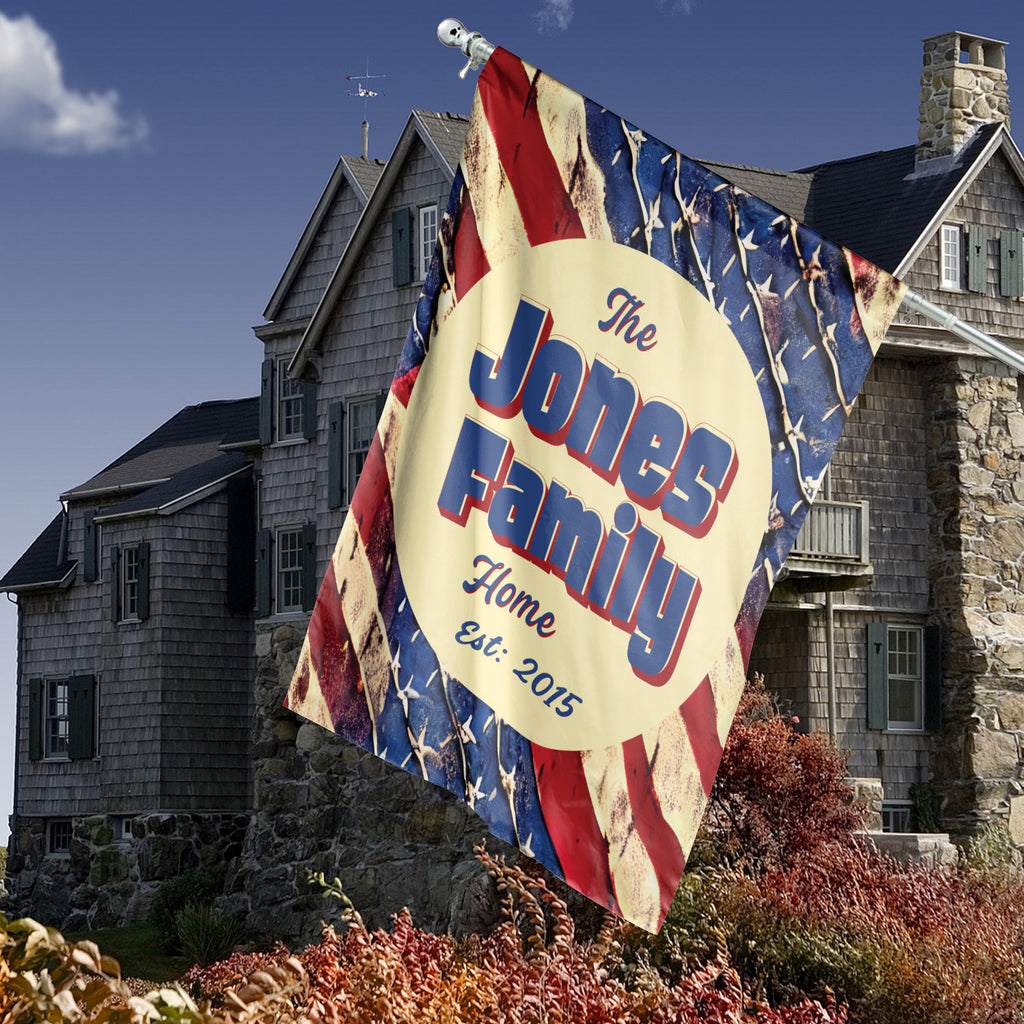 Custom HOUSE FLAGS | Welcome Garden Flag | Personalized Name | Double-Sided, UV Resistant Polyester | Stars and Stripes