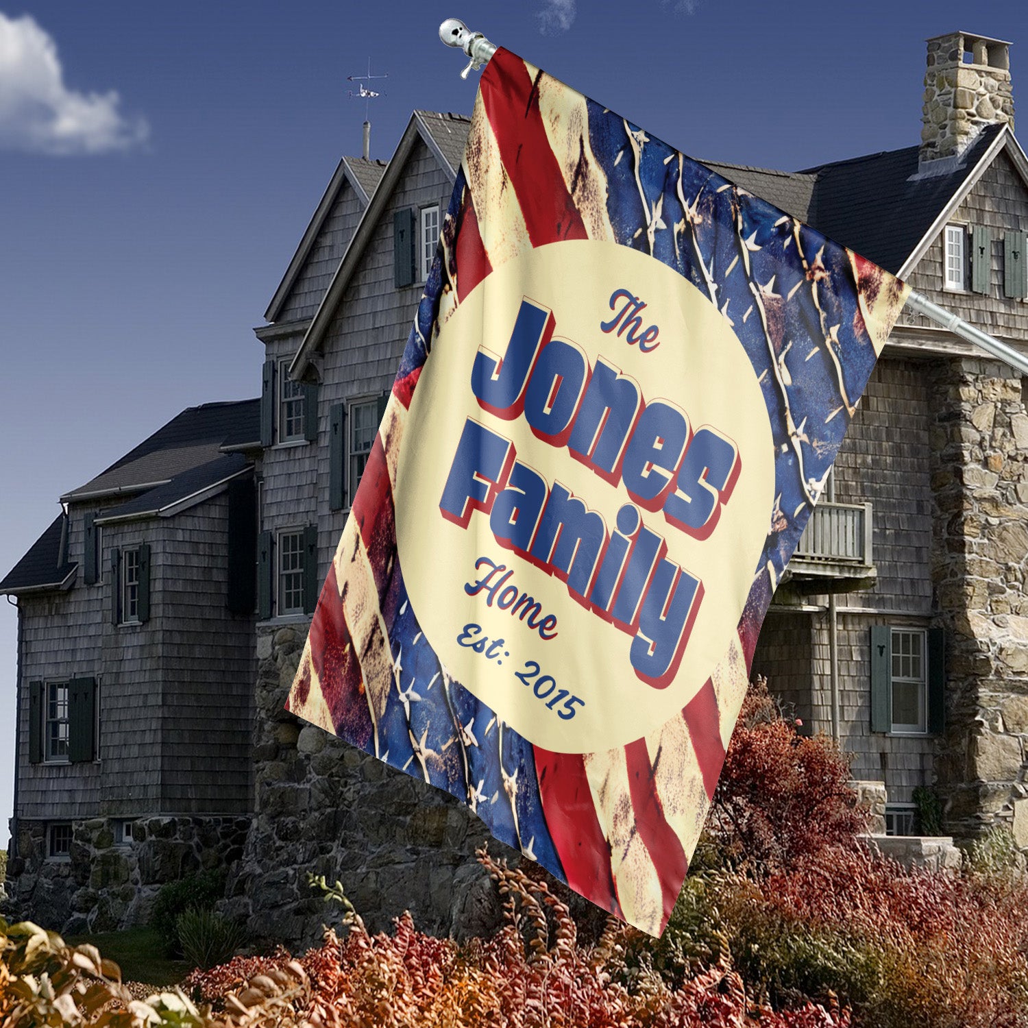 Custom GARDEN FLAGS | Welcome House Flag | Personalized Name | Double-Sided, UV Resistant Polyester | Stars and Stripes