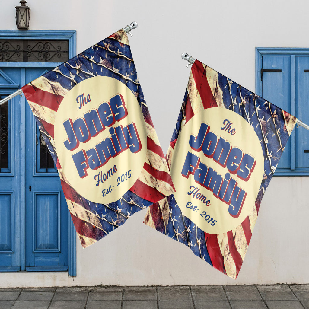 Custom HOUSE FLAGS | Welcome Garden Flag | Personalized Name | Double-Sided, UV Resistant Polyester | Stars and Stripes