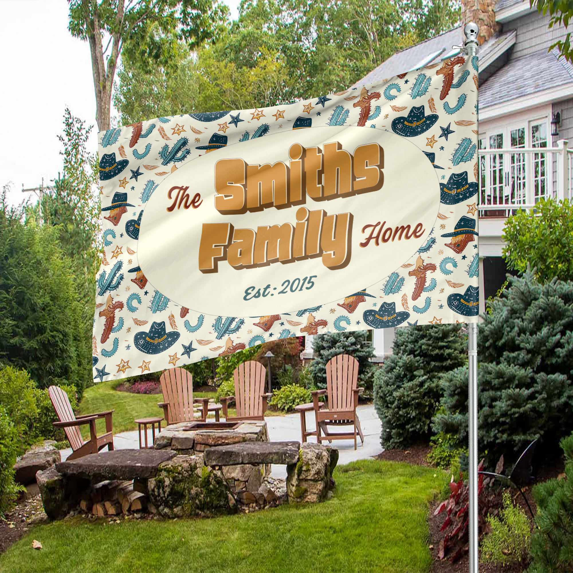 Custom HOUSE FLAGS | Welcome Garden Flag | Personalized Name | Double-Sided, UV Resistant Polyester | Cowboy Rodeo