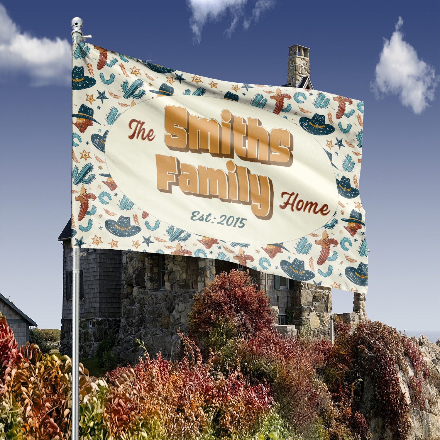 Custom GARDEN FLAGS | Welcome House Flag | Personalized Name | Double-Sided, UV Resistant Polyester | Cowboy Rodeo