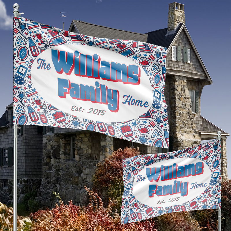 Customized Vibrant all-weather flags! Decorate your dorm, garden, or front door. Perfect for holidays like Memorial Day & Christmas and Graduation day. Durable, double-sided printing. 100% polyester, fade-resistant.