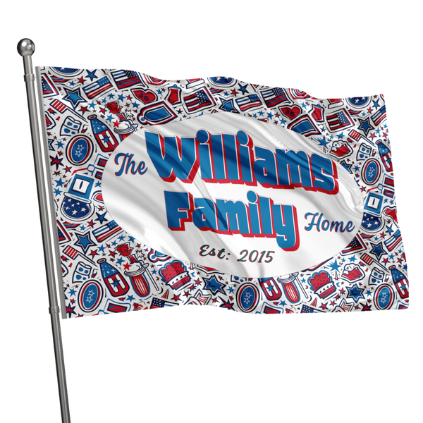 Customized Vibrant all-weather flags! Decorate your dorm, garden, or front door. Perfect for holidays like Memorial Day & Christmas and Graduation day. Durable, double-sided printing. 100% polyester, fade-resistant.