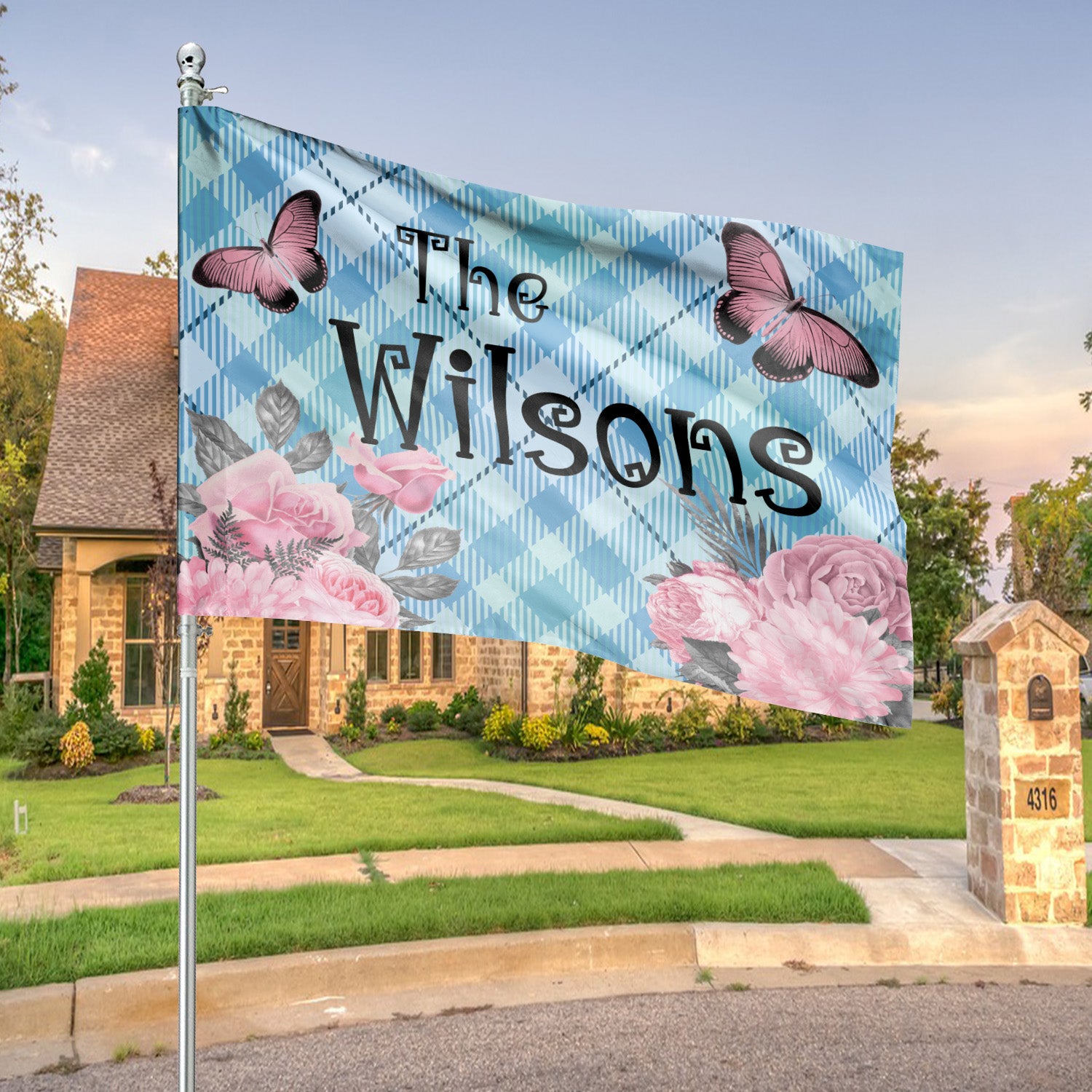 Custom HOUSE FLAGS | Welcome Garden Flag | Personalized Name | Double-Sided, UV Resistant Polyester | Pastel Pink Halloween
