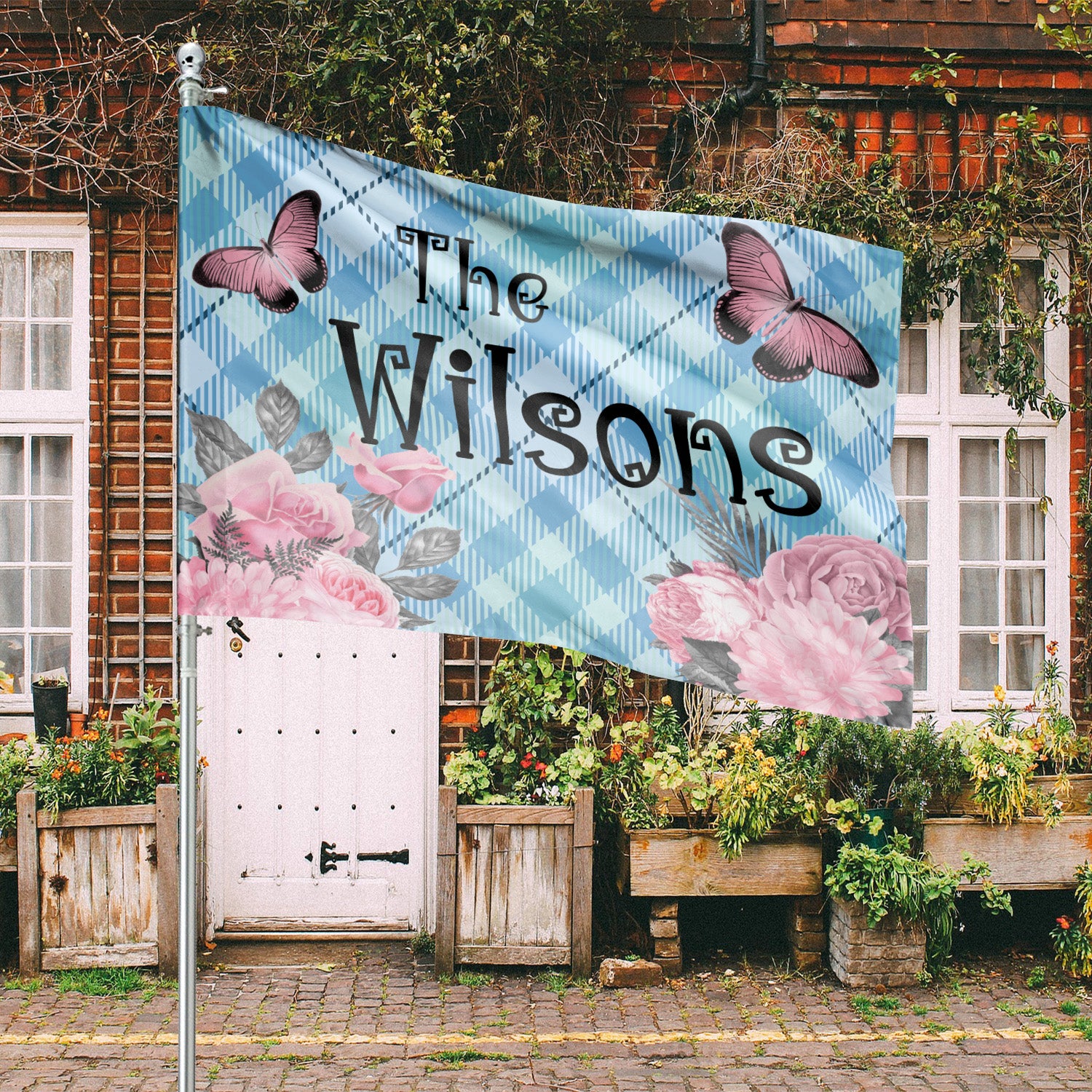Custom HOUSE FLAGS | Welcome Garden Flag | Personalized Name | Double-Sided, UV Resistant Polyester | Pastel Pink Halloween