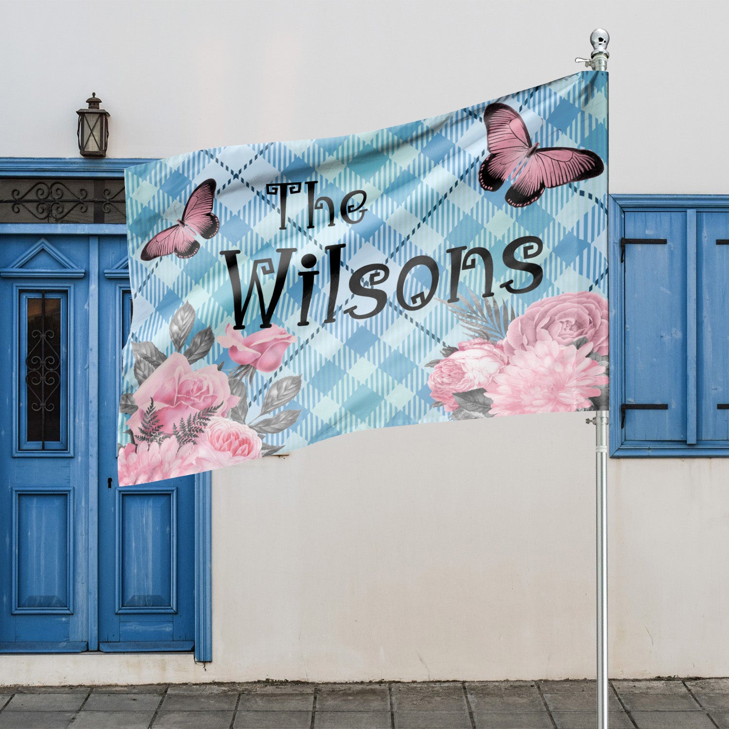 Custom GARDEN FLAGS | Welcome House Flag | Personalized Name | Double-Sided, UV Resistant Polyester | Pastel Pink Halloween