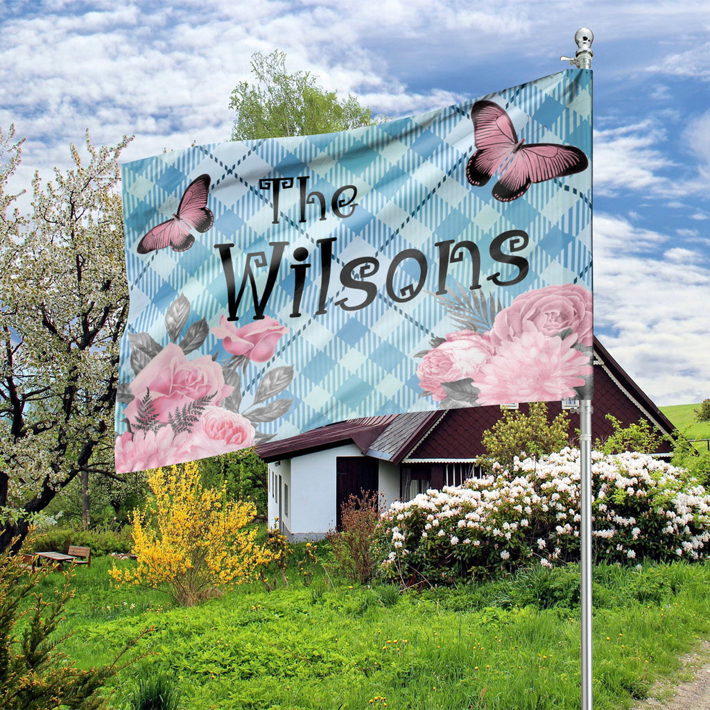 Custom GARDEN FLAGS | Welcome House Flag | Personalized Name | Double-Sided, UV Resistant Polyester | Pastel Pink Halloween