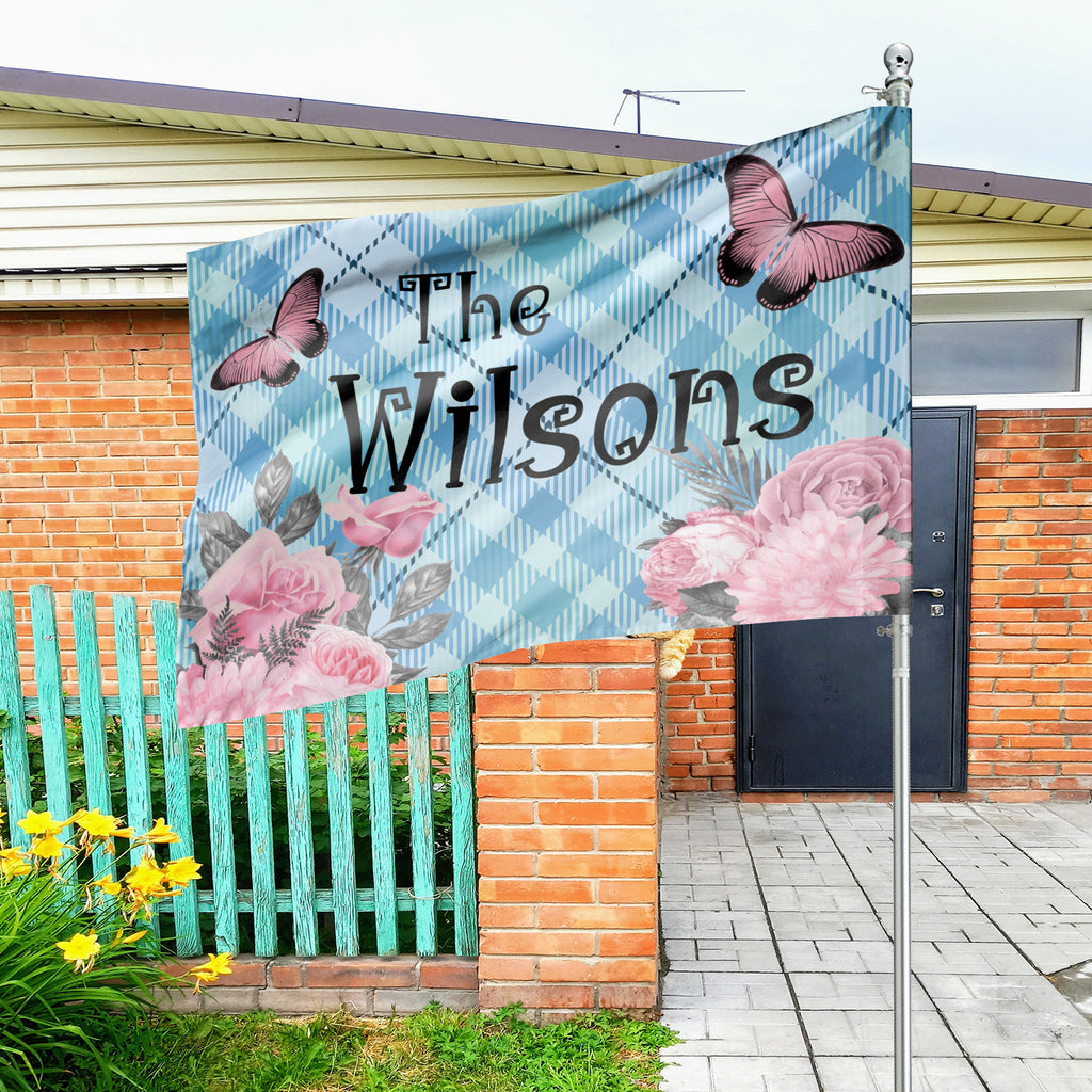 Custom GARDEN FLAGS | Welcome House Flag | Personalized Name | Double-Sided, UV Resistant Polyester | Pastel Pink Halloween