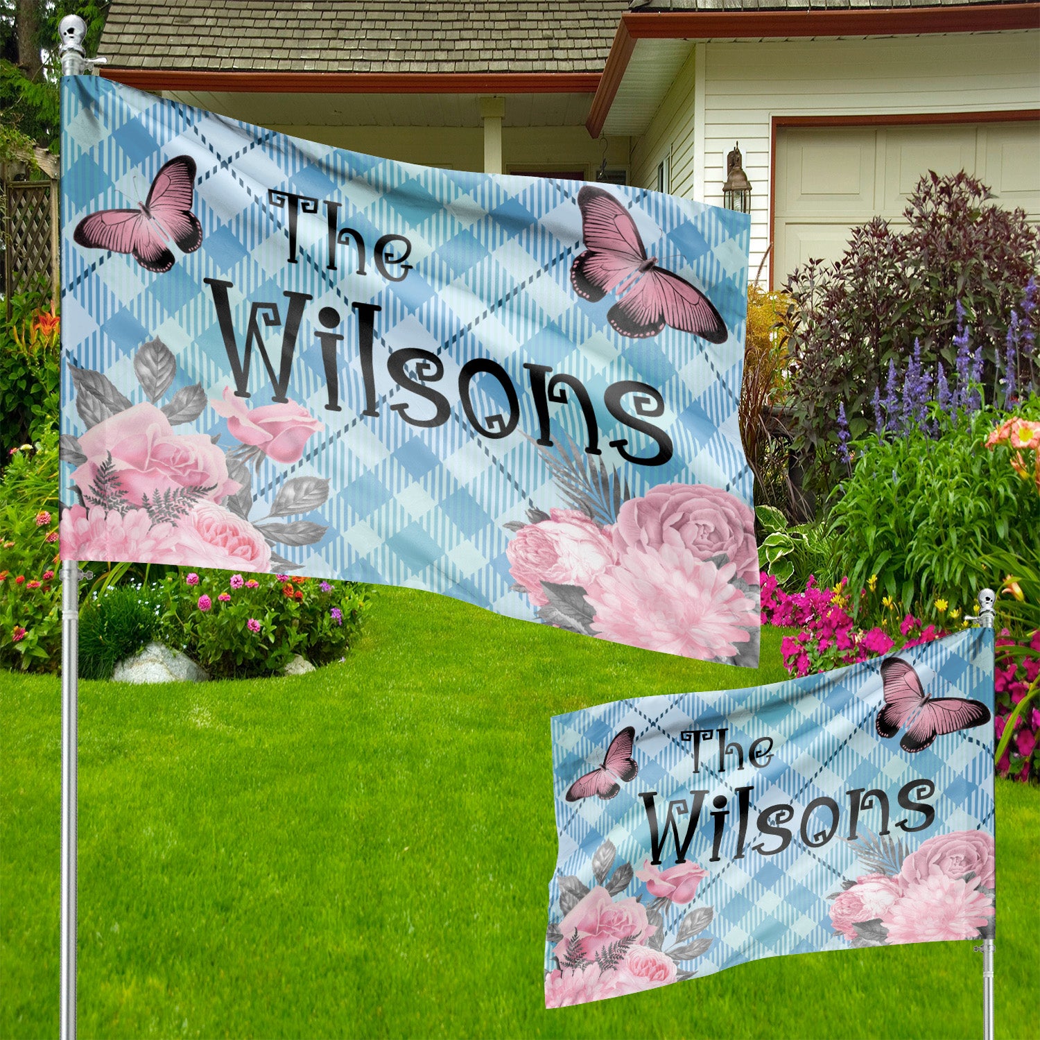 Custom HOUSE FLAGS | Welcome Garden Flag | Personalized Name | Double-Sided, UV Resistant Polyester | Pastel Pink Halloween