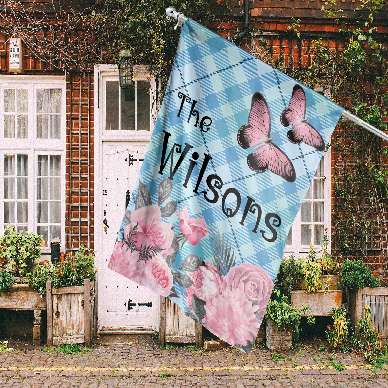 Custom HOUSE FLAGS | Welcome Garden Flag | Personalized Name | Double-Sided, UV Resistant Polyester | Pastel Pink Halloween