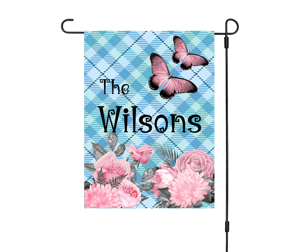Custom GARDEN FLAGS | Welcome House Flag | Personalized Name | Double-Sided, UV Resistant Polyester | Pastel Pink Halloween