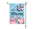 Personalized Pastel Pink Halloween garden flag with custom family name